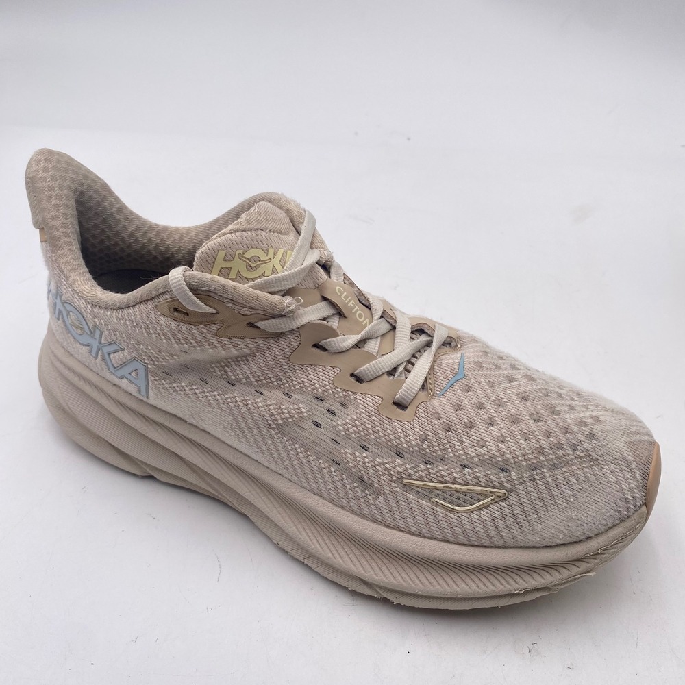 Hoka Clifton 9 Running Shoes Womens 7.5 Sand Beige Mesh Lightweight Sneakers SEO
